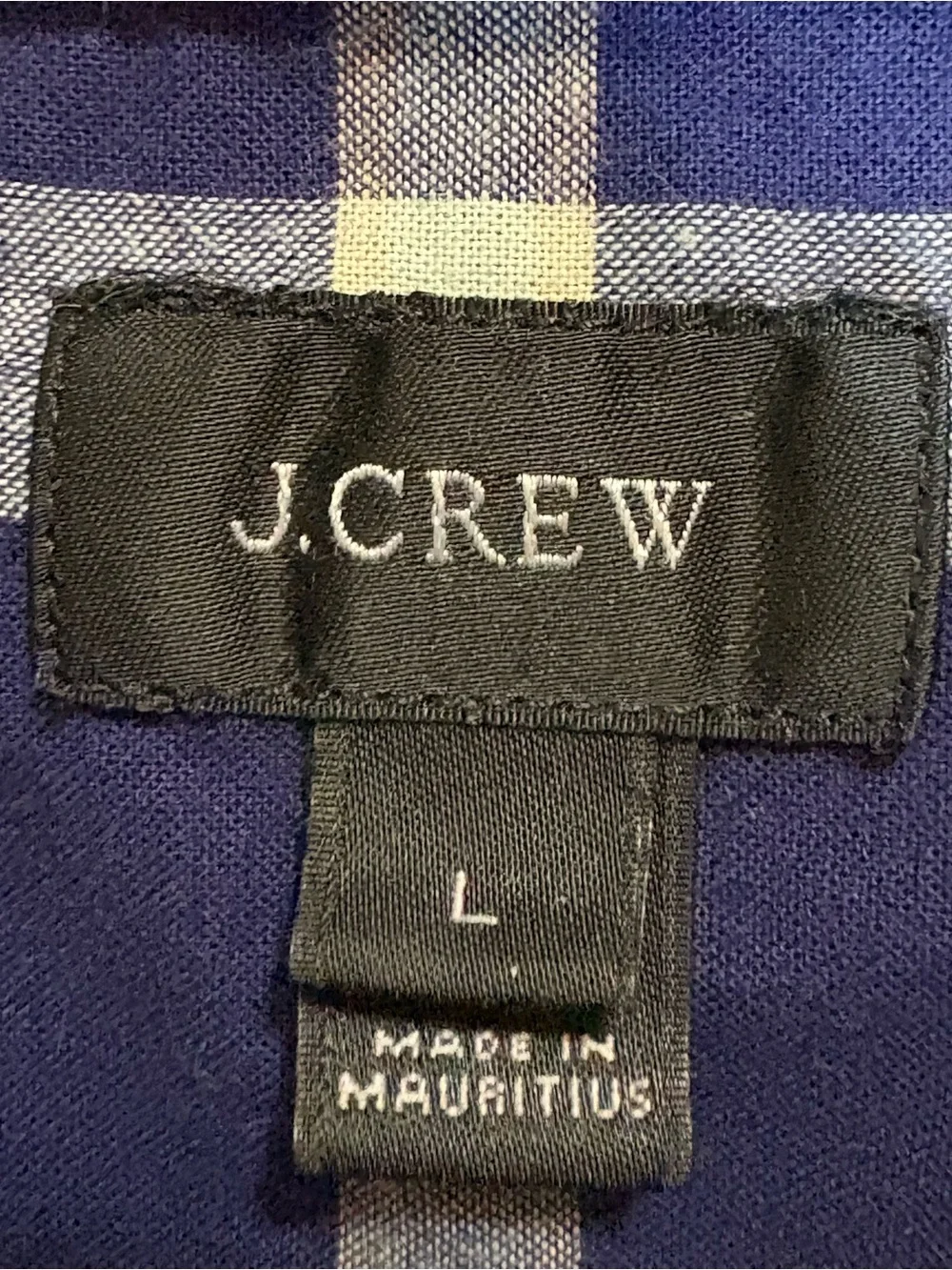 J. Crew Navy and Cream Plaid Button-Down Shirt